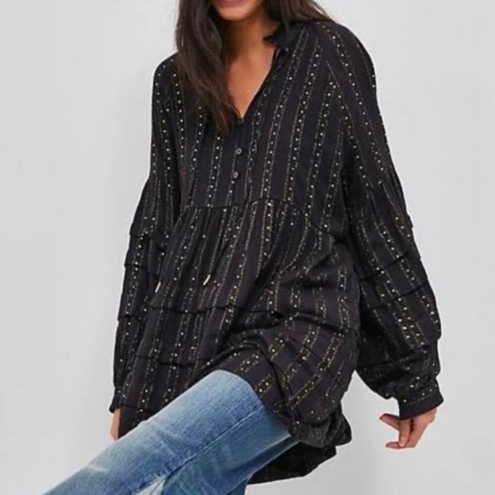 Anthropologie Quinn Sequined Tunic Blouse